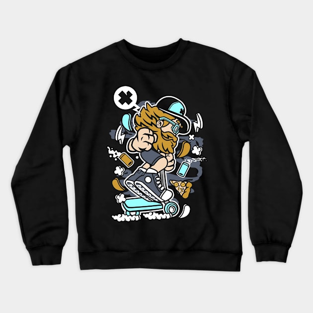 Hipster pizza skater Crewneck Sweatshirt by Superfunky